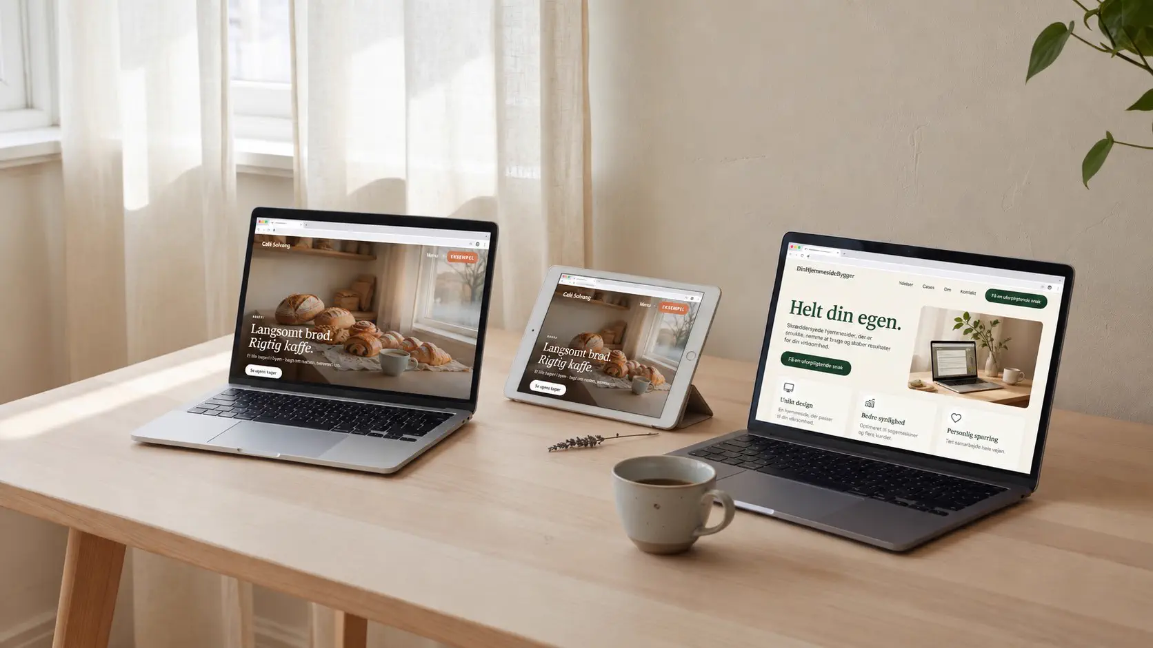 Arbejdsplads med hjemmesider på computerskærme